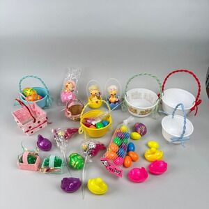 Easter Decor Lot Basket Fillers Plastic Eggs Duck Chicks Candy Baskets